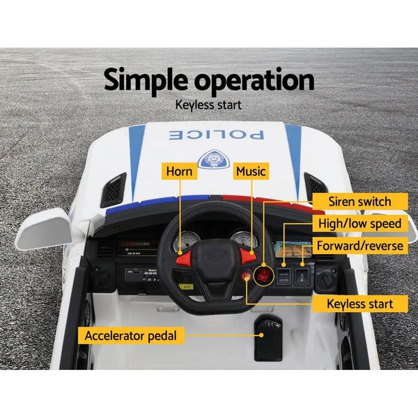 Rigo Kids Ride On Car Inspired Patrol Police Electric Powered Toy Cars White Deals499