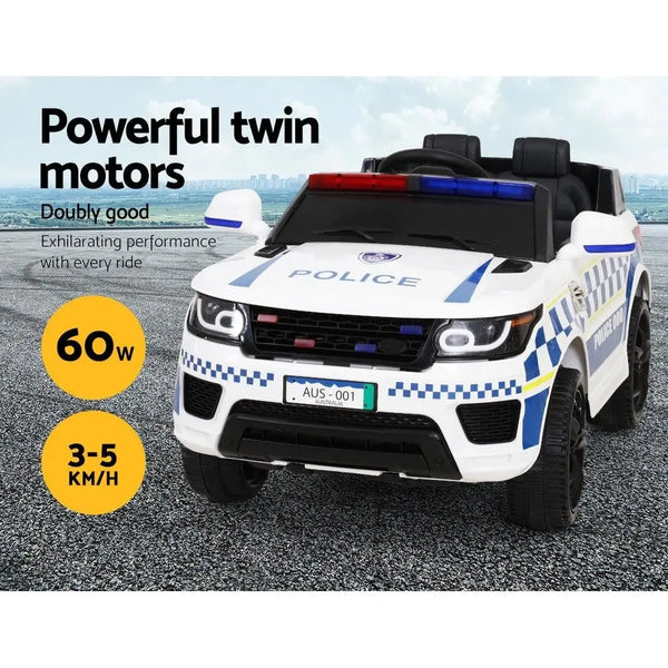 Rigo Kids Ride On Car Inspired Patrol Police Electric Powered Toy Cars White Deals499