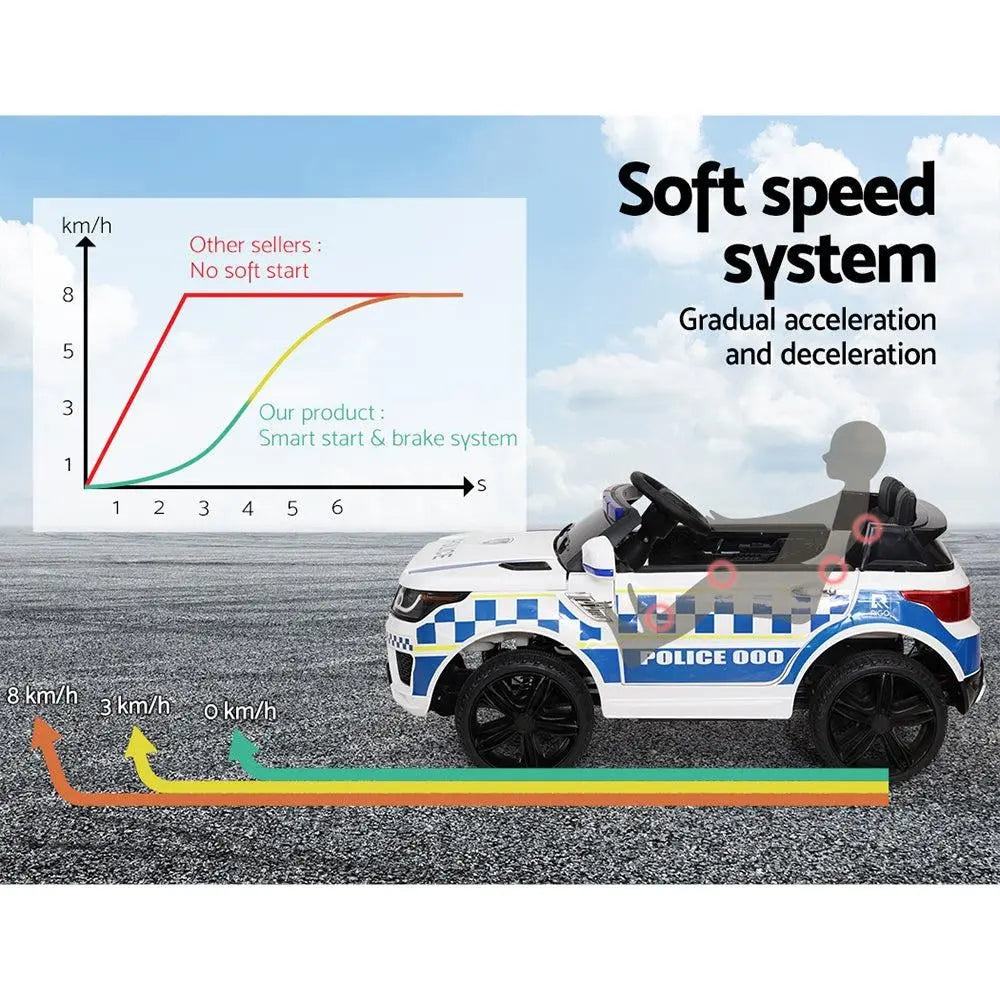 Rigo Kids Ride On Car Inspired Patrol Police Electric Powered Toy Cars White Deals499