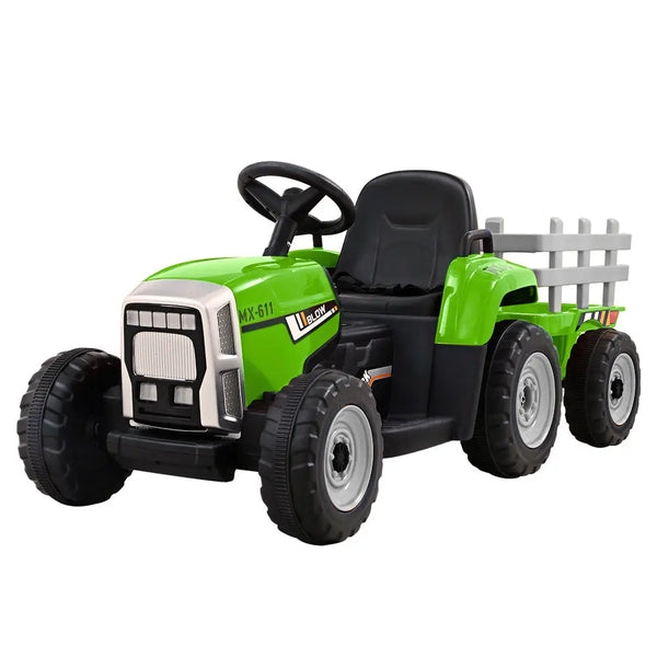 Rigo Ride On Car Tractor Trailer Toy Kids Electric Cars 12V Battery Green Deals499