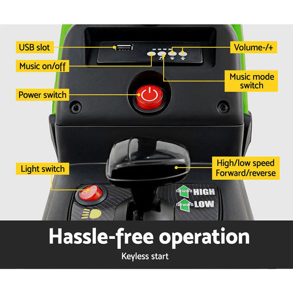 Rigo Ride On Car Tractor Trailer Toy Kids Electric Cars 12V Battery Green Deals499