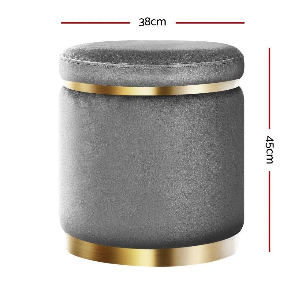 Round Velvet Ottoman Foot Stool Foot Rest Pouffe Padded Seat Bedroom Footstool Deals499