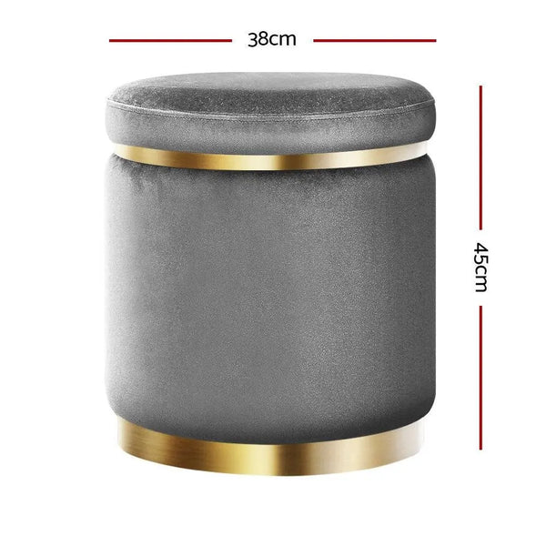 Round Velvet Ottoman Foot Stool Foot Rest Pouffe Padded Seat Bedroom Footstool Deals499