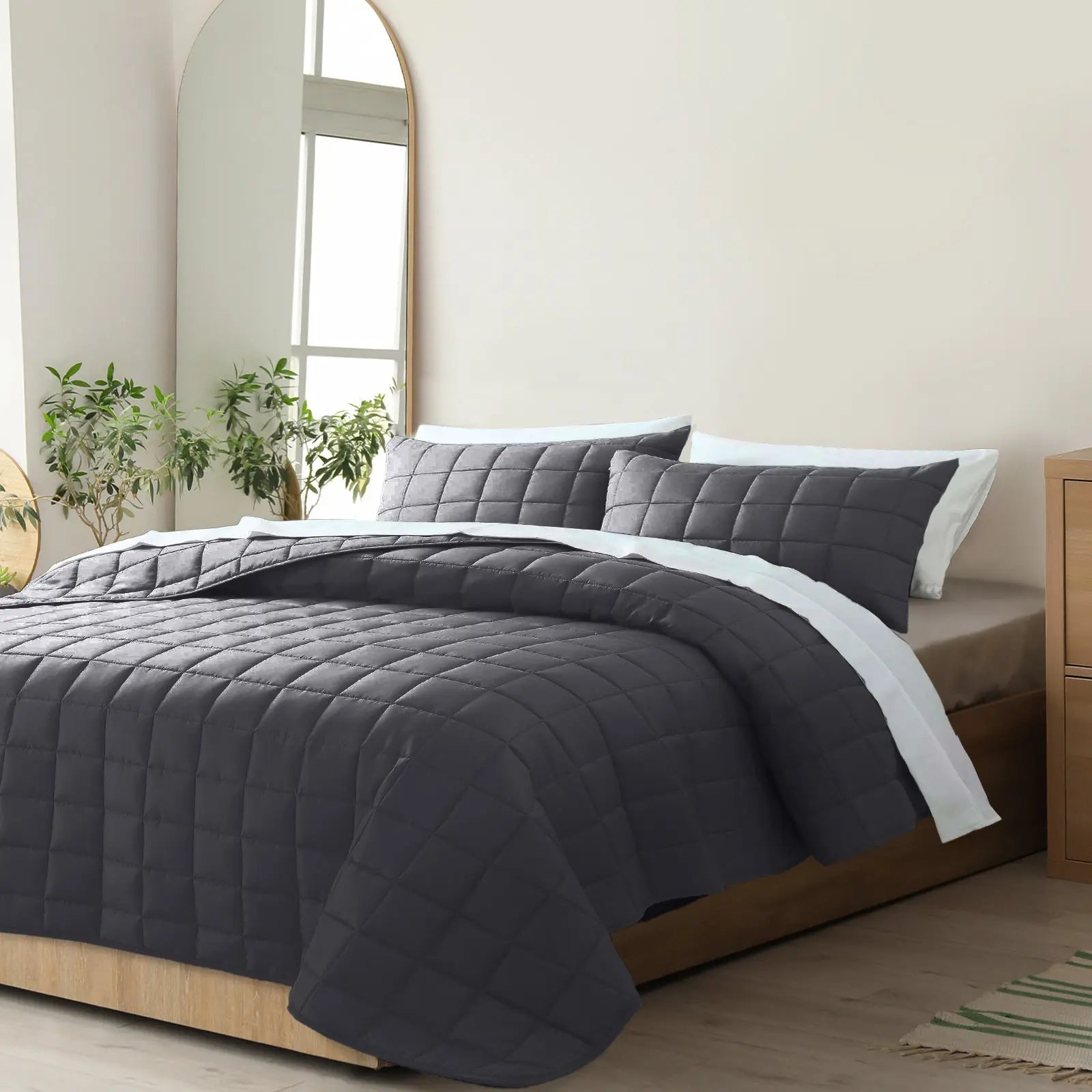 Royal Comfort Coverlet Set Bedspread Soft Touch Easy Care Breathable 3 Piece Set - Queen - Charcoal from Deals499 at Deals499