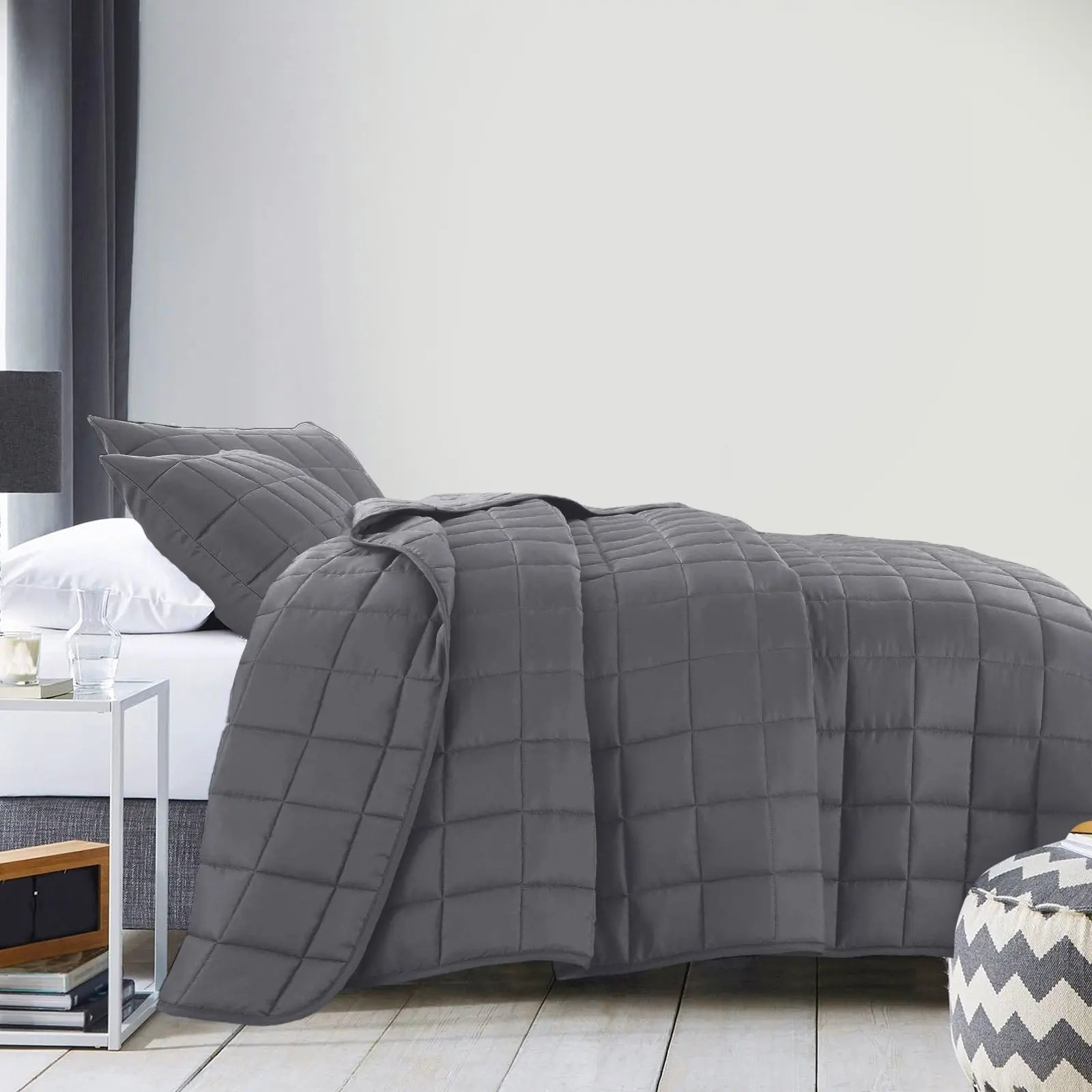 Royal Comfort Coverlet Set Bedspread Soft Touch Easy Care Breathable 3 Piece Set - Queen - Charcoal from Deals499 at Deals499