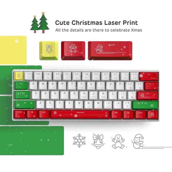 Royal Kludge RK61 Christmas Tri Mode Hot Swappable RGB Mechanical Keyboard (Brown Switch) Deals499