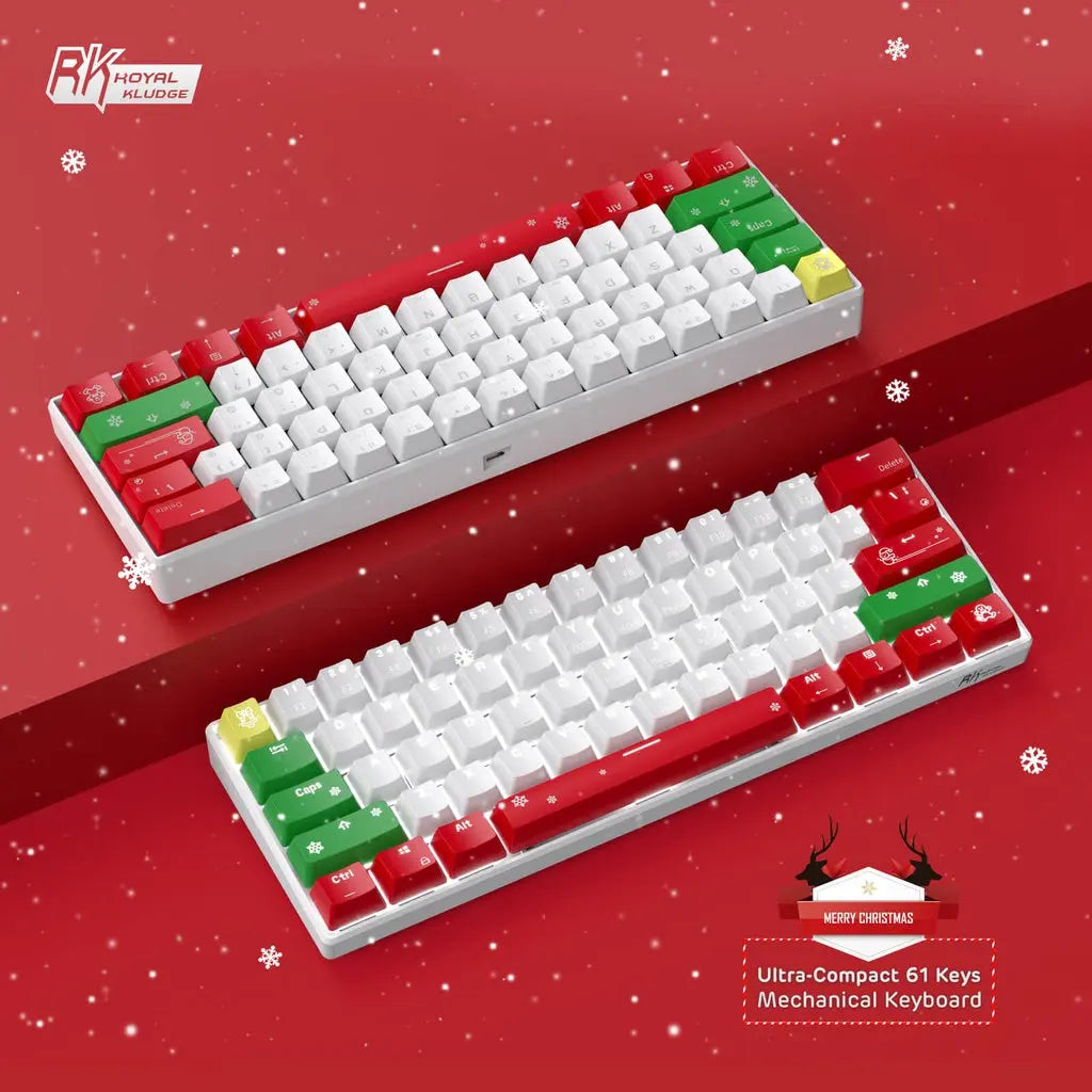 Royal Kludge RK61 Christmas Tri Mode Hot Swappable RGB Mechanical Keyboard (Brown Switch) Deals499