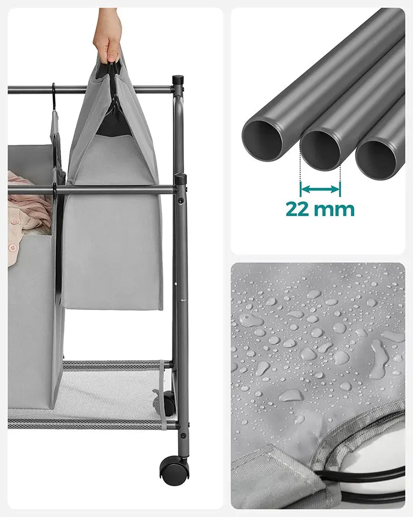 SONGMICS Laundry Basket with 4 Removable Laundry Bin on Wheels Gray LSF005GS from Deals499 at Deals499