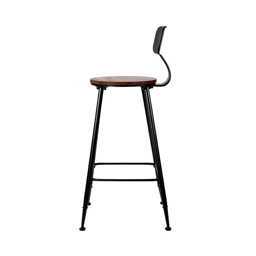 Set of 2 Artiss Bar Stools Pinewood Metal - Black and Wood Deals499