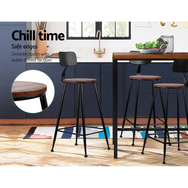 Set of 2 Artiss Bar Stools Pinewood Metal - Black and Wood Deals499