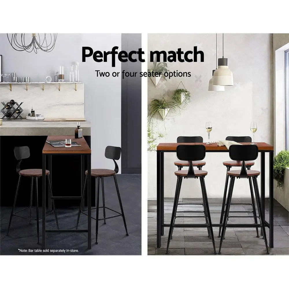Set of 2 Artiss Bar Stools Pinewood Metal - Black and Wood Deals499