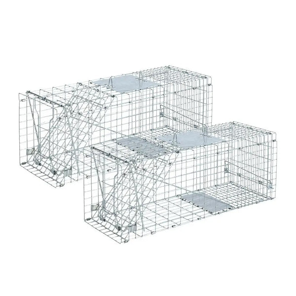 Set of 2 Humane Animal Trap Cage 66 x 23 x 25cm  - Silver Deals499