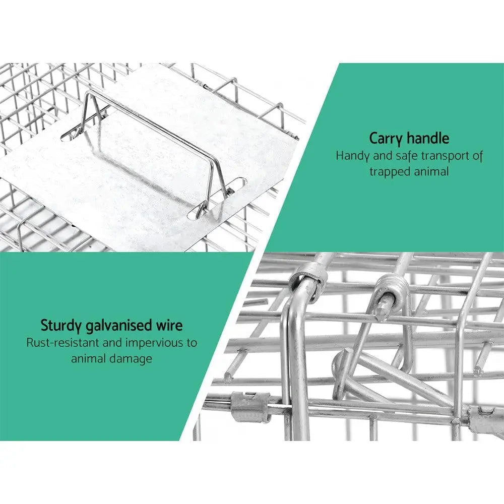 Set of 2 Humane Animal Trap Cage 66 x 23 x 25cm  - Silver Deals499