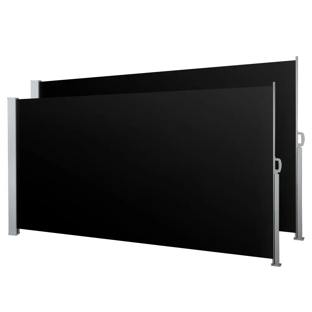 Set of 2 Instahut Side Awning Sun Shade Outdoor Blinds Retractable Screen 2X3M BK Deals499