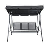 Swing Chair Outdoor Furniture Hanging Chairs Hammock 3 Seater Canopy Garden Bench Seat Patio Gardeon Lounger Cushion Backyard Park Black Gardeon