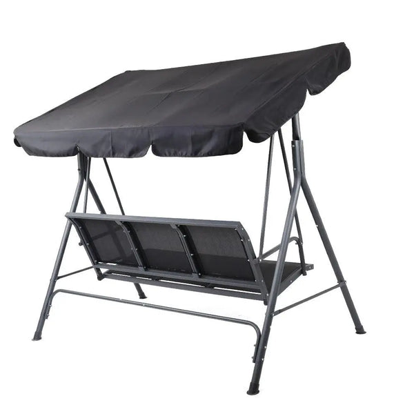 Swing Chair Outdoor Furniture Hanging Chairs Hammock 3 Seater Canopy Garden Bench Seat Patio Gardeon Lounger Cushion Backyard Park Black Gardeon
