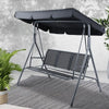 Swing Chair Outdoor Furniture Hanging Chairs Hammock 3 Seater Canopy Garden Bench Seat Patio Gardeon Lounger Cushion Backyard Park Black Gardeon