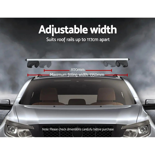 Universal Car Roof Rack 1390mm Upgraded Holder Cross Bars Aluminium Silver Adjustable Car 90kgs load Carrier Deals499