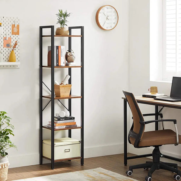 VASAGLE 5-Tier Bookshelf Storage Rack with Steel Frame for Living Room Office Study Hallway Industrial Style Rustic Brown and Black LLS100B01 Deals499