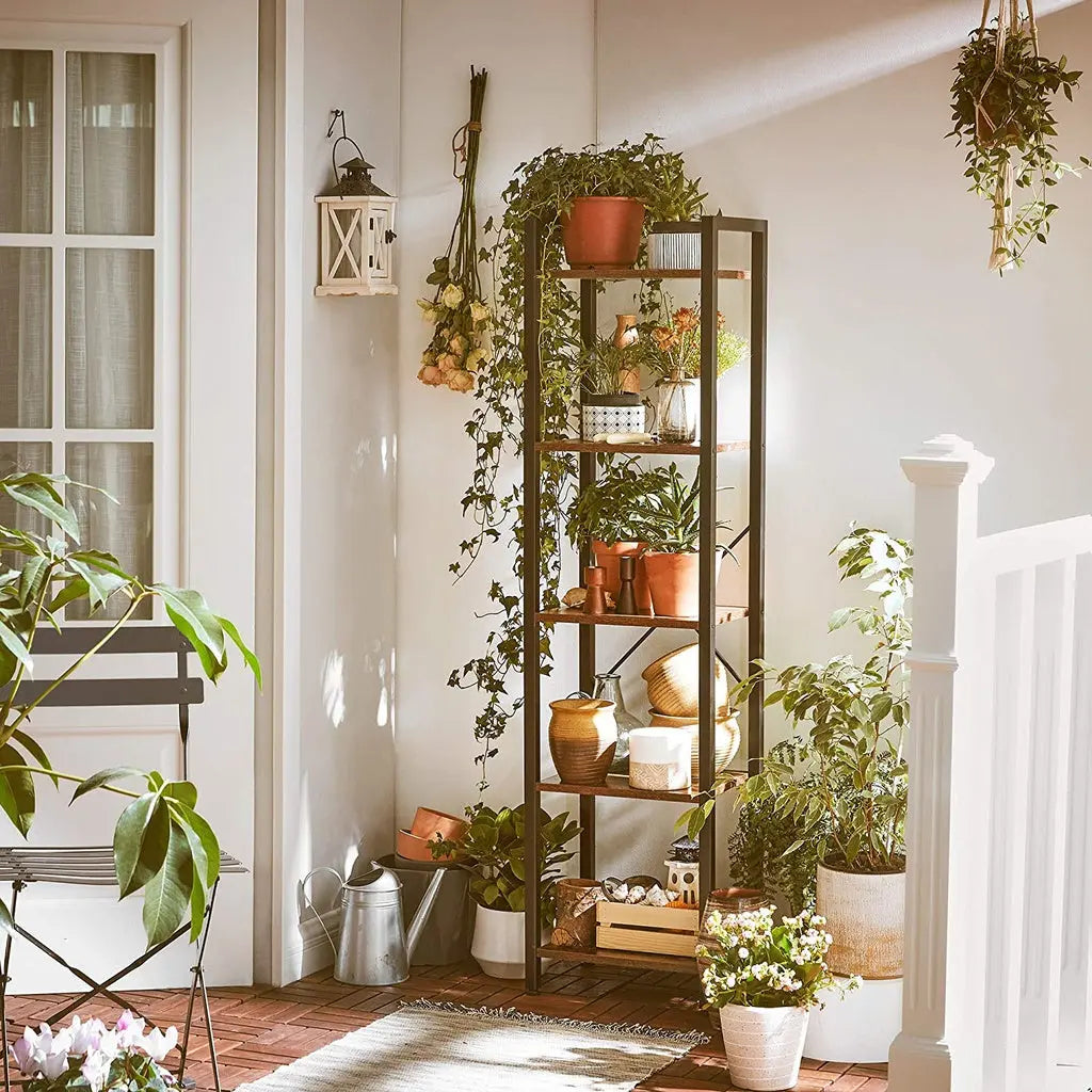 VASAGLE 5-Tier Bookshelf Storage Rack with Steel Frame for Living Room Office Study Hallway Industrial Style Rustic Brown and Black LLS100B01 Deals499