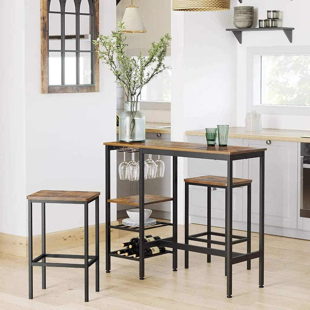 VASAGLE Bar Table with Wine Glass Holder and Bottle Rack LBT013B01 Deals499