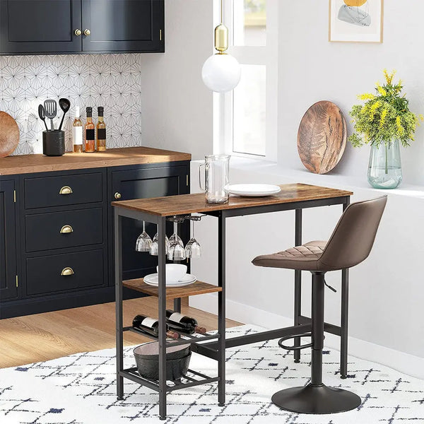 VASAGLE Bar Table with Wine Glass Holder and Bottle Rack LBT013B01 Deals499
