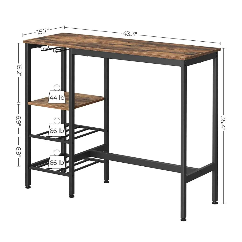 VASAGLE Bar Table with Wine Glass Holder and Bottle Rack LBT013B01 Deals499