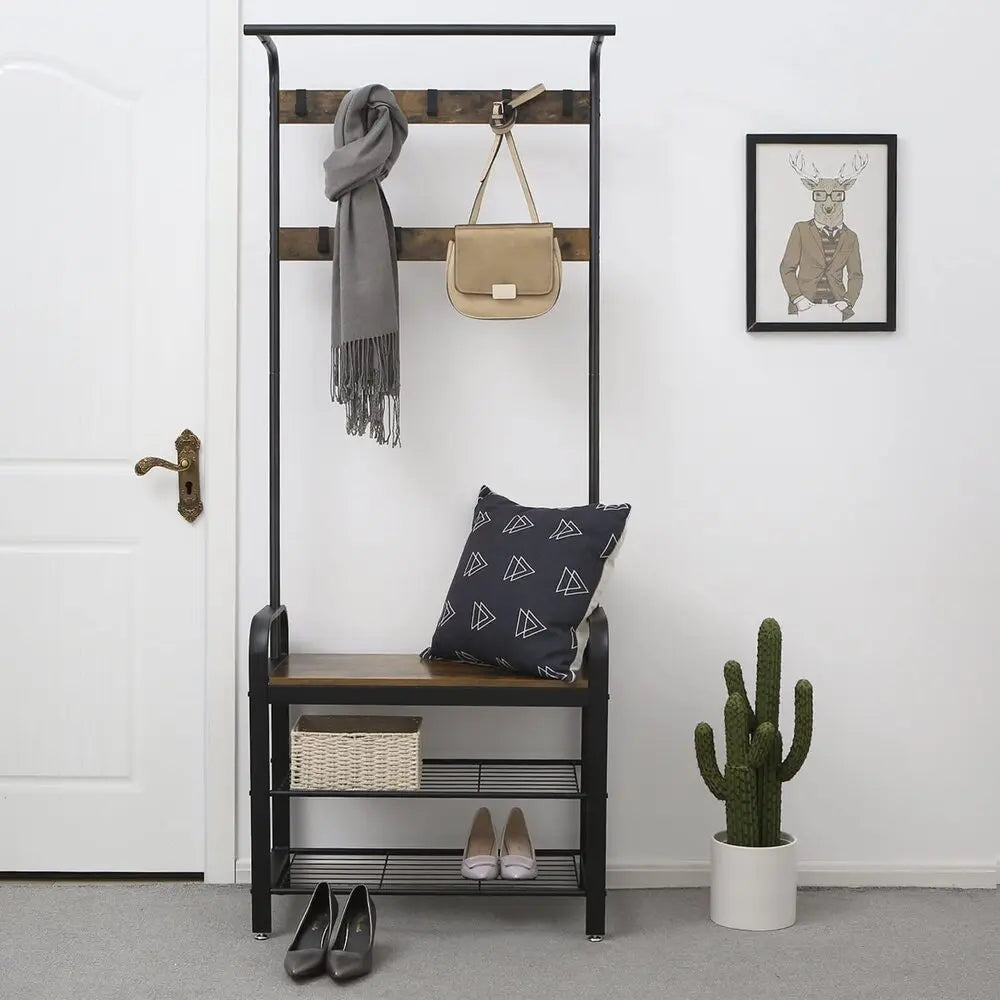 VASAGLE Coat Rack Stand Height 183 cm Rustic Brown and Black HSR40B Deals499