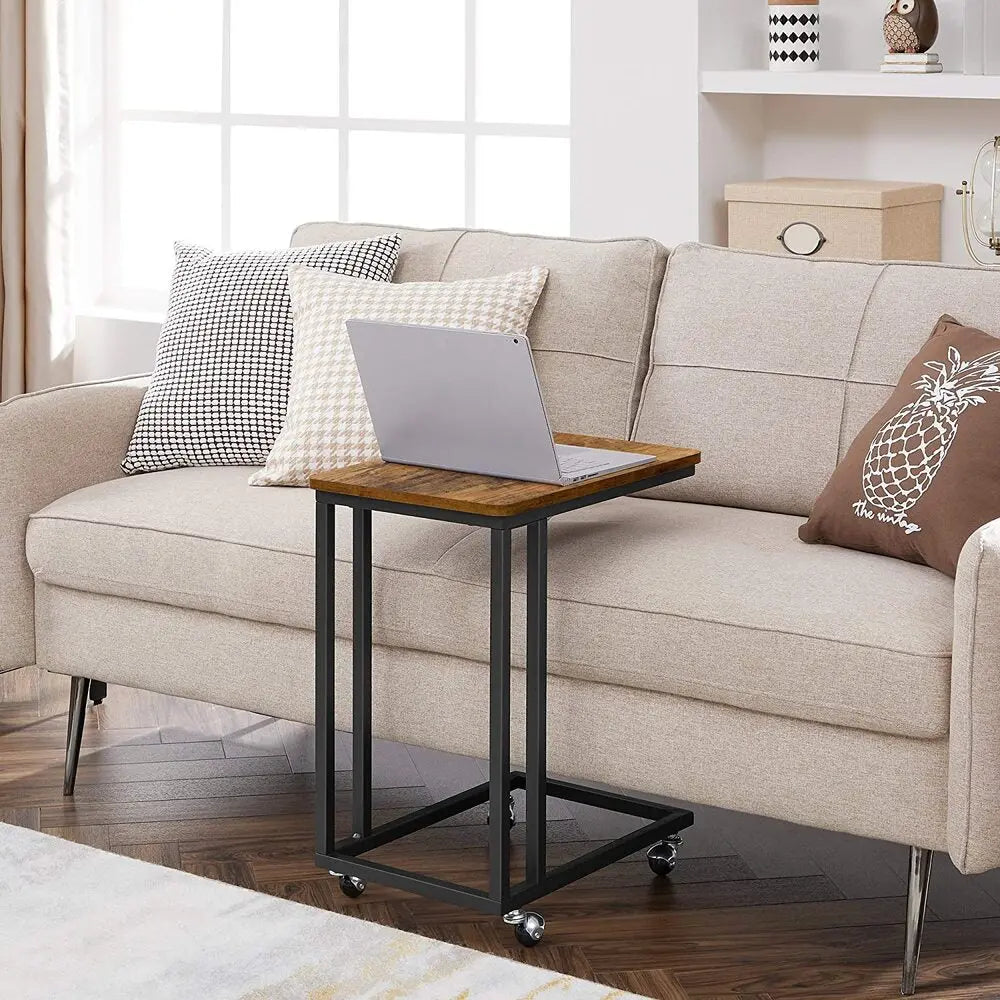 VASAGLE End Table Side Table Coffee Table with Steel Frame and Castors Rustic Brown and Black LNT50X Deals499