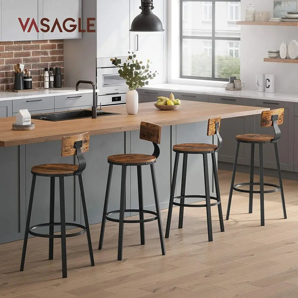 VASAGLE Tall Bar Stools Set of 2 Bar Chairs Vintage Brown LBC026B01V1 Deals499