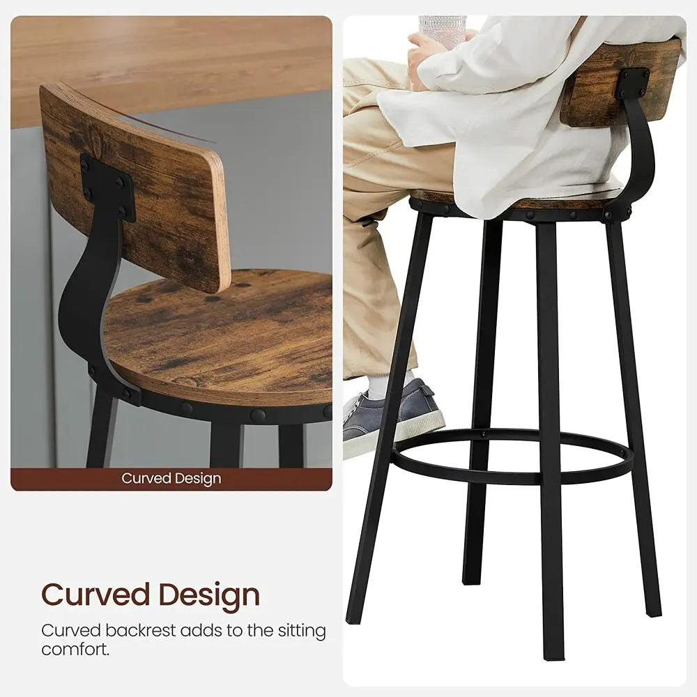 VASAGLE Tall Bar Stools Set of 2 Bar Chairs Vintage Brown LBC026B01V1 Deals499