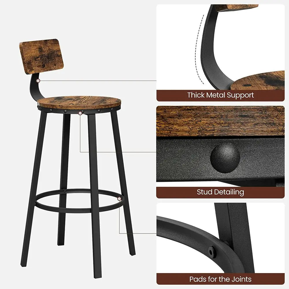 VASAGLE Tall Bar Stools Set of 2 Bar Chairs Vintage Brown LBC026B01V1 Deals499