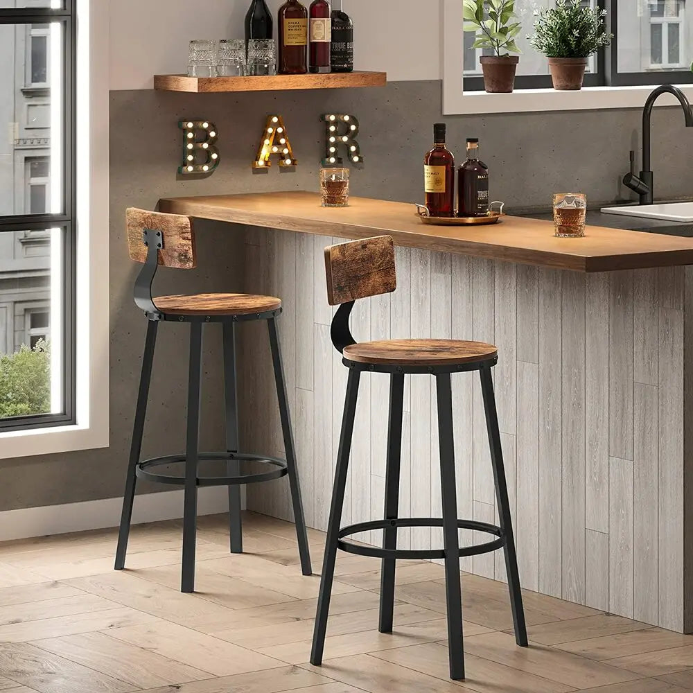 VASAGLE Tall Bar Stools Set of 2 Bar Chairs Vintage Brown LBC026B01V1 Deals499