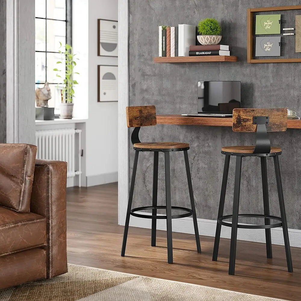 VASAGLE Tall Bar Stools Set of 2 Bar Chairs Vintage Brown LBC026B01V1 Deals499