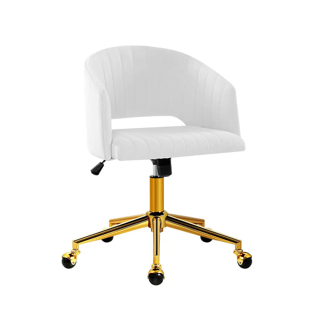 Velvet Office Chair Fabric Computer Chairs Armchair Vintage Work Study Home White Deals499