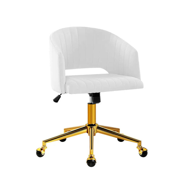 Velvet Office Chair Fabric Computer Chairs Armchair Vintage Work Study Home White Deals499