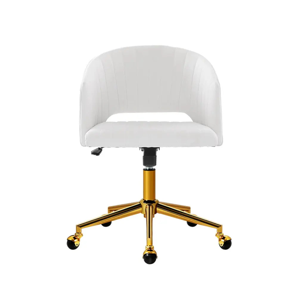 Velvet Office Chair Fabric Computer Chairs Armchair Vintage Work Study Home White Deals499
