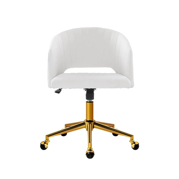 Velvet Office Chair Fabric Computer Chairs Armchair Vintage Work Study Home White Deals499