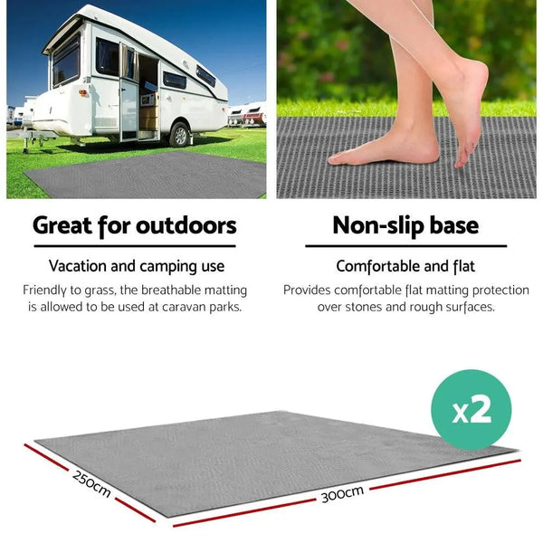 Weisshorn 6M Annex Matting Pack of 2x 3 x2.5m Floor Mats Mesh Camping Picnic Deals499