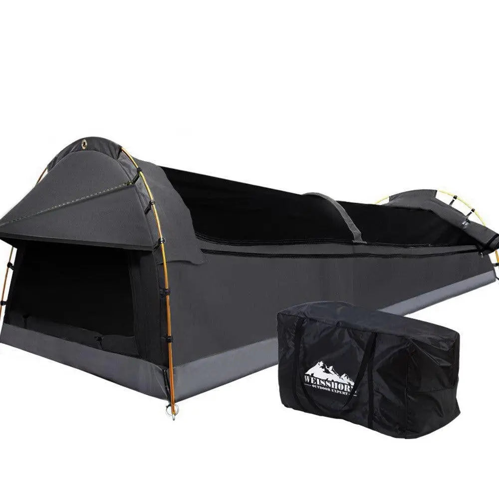 Weisshorn Camping Swags King Single Swag Canvas Tent Deluxe Dark Grey Large Deals499