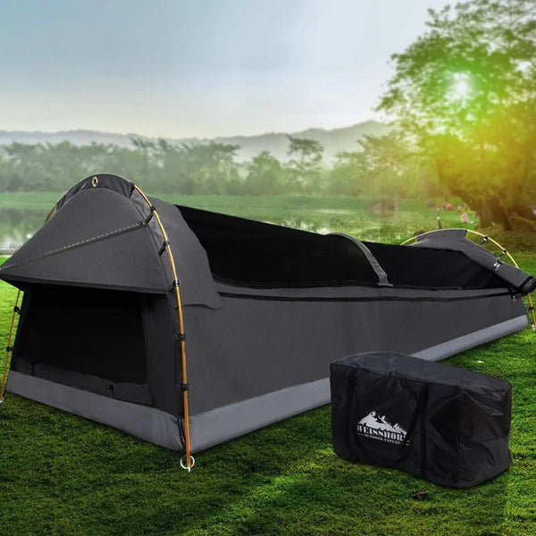Weisshorn Camping Swags King Single Swag Canvas Tent Deluxe Dark Grey Large Deals499