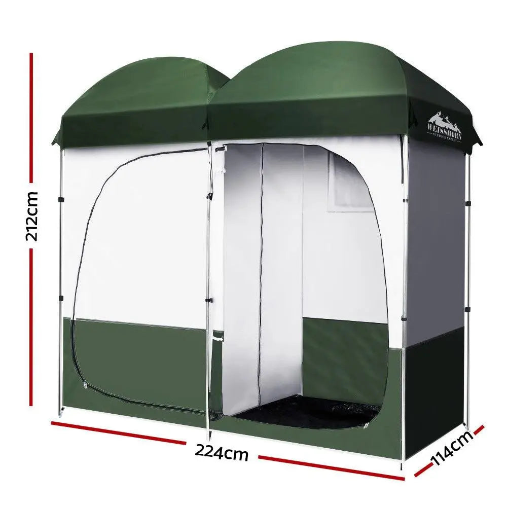 Weisshorn Double Camping Shower Toilet Tent Outdoor Portable Change Room Green Deals499