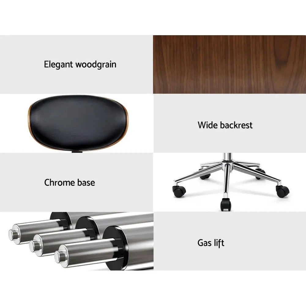 Wooden & PU Leather Office Desk Chair - Black Deals499
