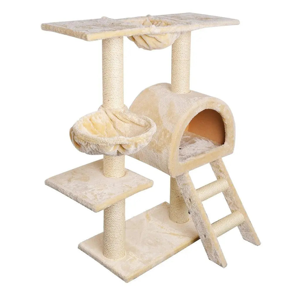 i.Pet Cat Tree 100cm Trees Scratching Post Scratcher Tower Condo House Furniture Wood Beige Deals499