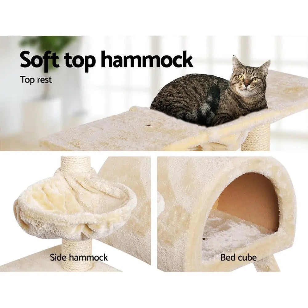 i.Pet Cat Tree 100cm Trees Scratching Post Scratcher Tower Condo House Furniture Wood Beige Deals499