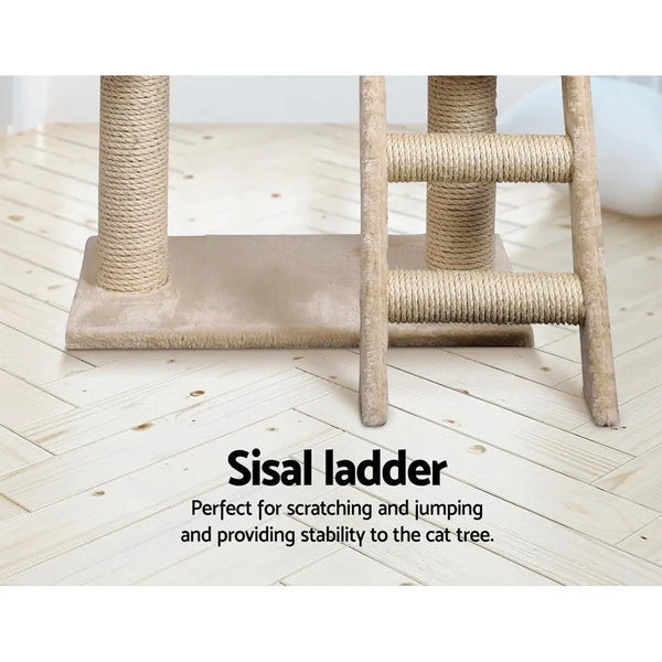 i.Pet Cat Tree 100cm Trees Scratching Post Scratcher Tower Condo House Furniture Wood Beige Deals499