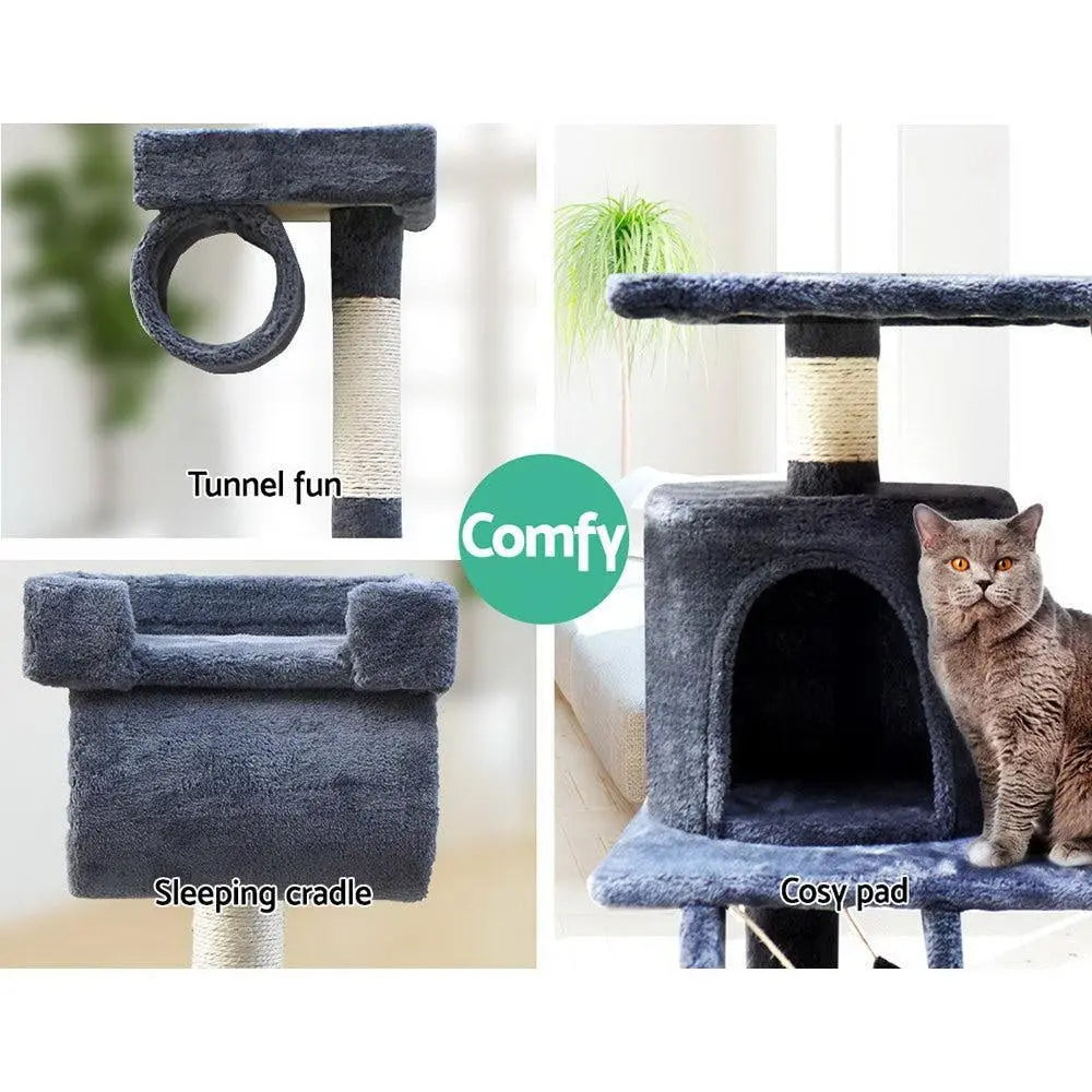 i.Pet Cat Tree 141cm Trees Scratching Post Scratcher Tower Condo House Furniture Wood Deals499