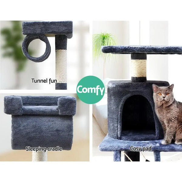 i.Pet Cat Tree 141cm Trees Scratching Post Scratcher Tower Condo House Furniture Wood Deals499