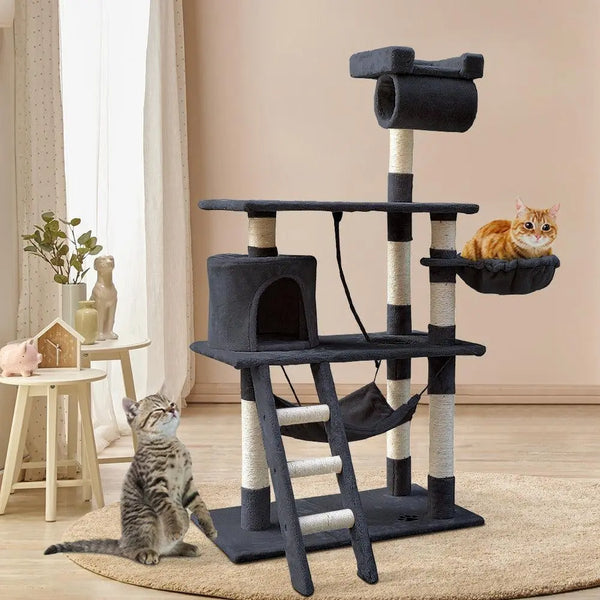 i.Pet Cat Tree 141cm Trees Scratching Post Scratcher Tower Condo House Furniture Wood Deals499