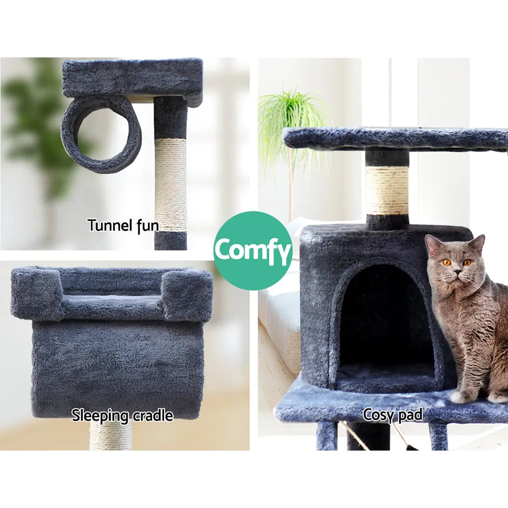 i.Pet Cat Tree 141cm Trees Scratching Post Scratcher Tower Condo House Furniture Wood Deals499